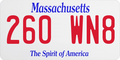 MA license plate 260WN8