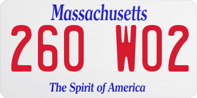 MA license plate 260WO2