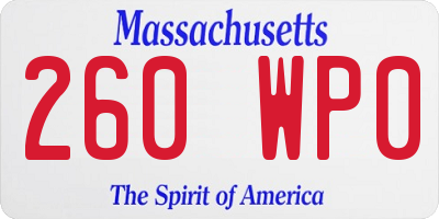 MA license plate 260WP0