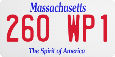 MA license plate 260WP1