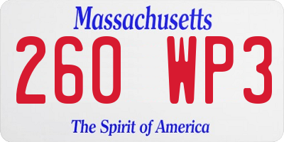 MA license plate 260WP3