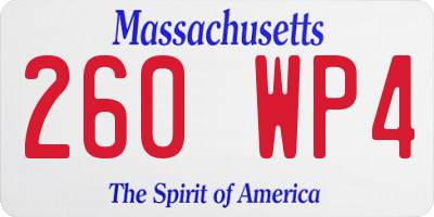 MA license plate 260WP4