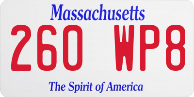 MA license plate 260WP8