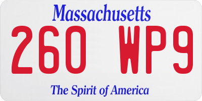 MA license plate 260WP9