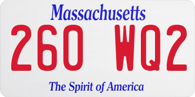MA license plate 260WQ2