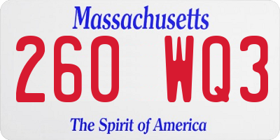 MA license plate 260WQ3