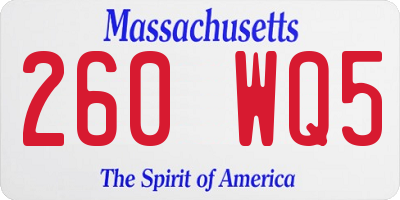 MA license plate 260WQ5