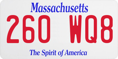 MA license plate 260WQ8