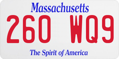MA license plate 260WQ9