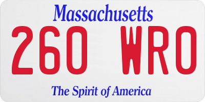 MA license plate 260WR0