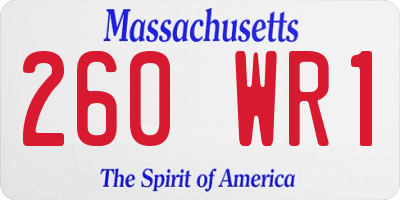 MA license plate 260WR1