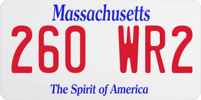 MA license plate 260WR2