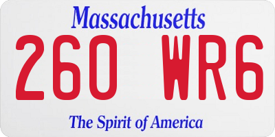 MA license plate 260WR6