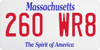 MA license plate 260WR8