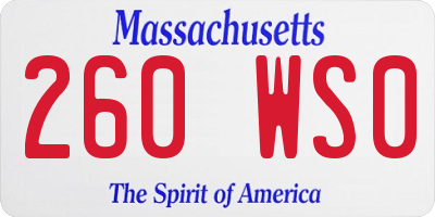 MA license plate 260WS0