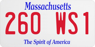 MA license plate 260WS1