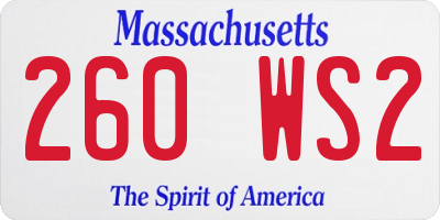 MA license plate 260WS2