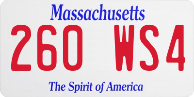 MA license plate 260WS4
