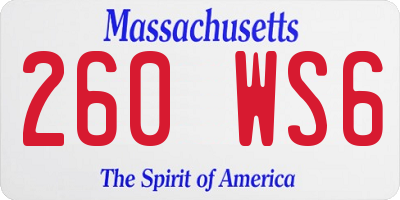 MA license plate 260WS6