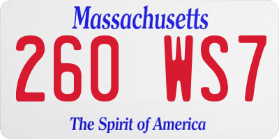 MA license plate 260WS7
