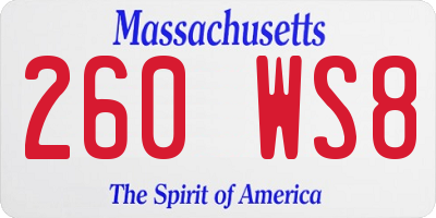 MA license plate 260WS8