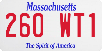 MA license plate 260WT1