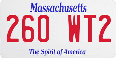 MA license plate 260WT2