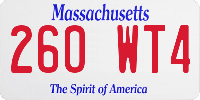 MA license plate 260WT4