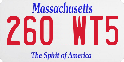 MA license plate 260WT5