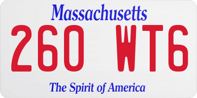 MA license plate 260WT6