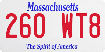 MA license plate 260WT8
