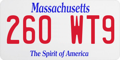 MA license plate 260WT9