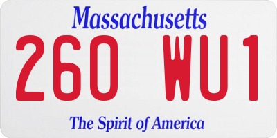 MA license plate 260WU1