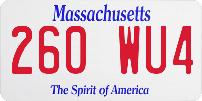 MA license plate 260WU4