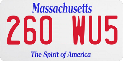 MA license plate 260WU5