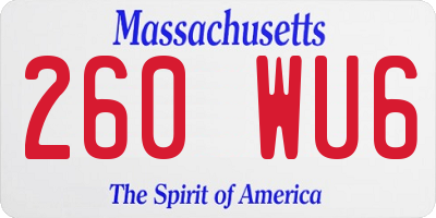 MA license plate 260WU6