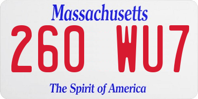 MA license plate 260WU7