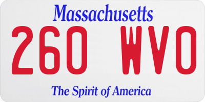 MA license plate 260WV0