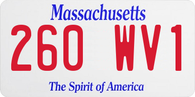MA license plate 260WV1
