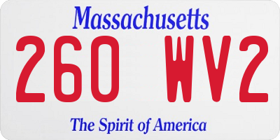 MA license plate 260WV2