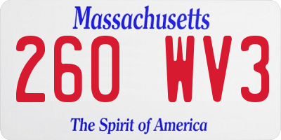 MA license plate 260WV3