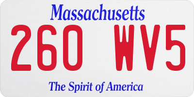 MA license plate 260WV5