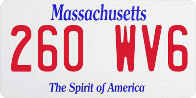 MA license plate 260WV6