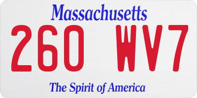 MA license plate 260WV7