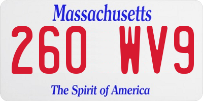 MA license plate 260WV9