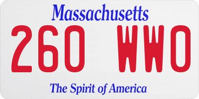 MA license plate 260WW0