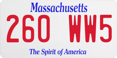 MA license plate 260WW5