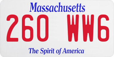 MA license plate 260WW6