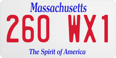 MA license plate 260WX1