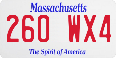 MA license plate 260WX4